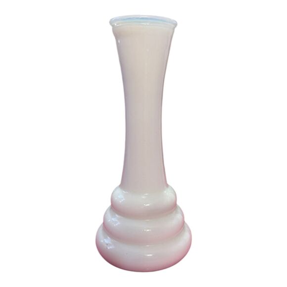 Vintage Milk Glass Bud 6” Vase by Randall Bee Hive Bottom Art Deco MCM 3 Rings - Picture 1 of 4